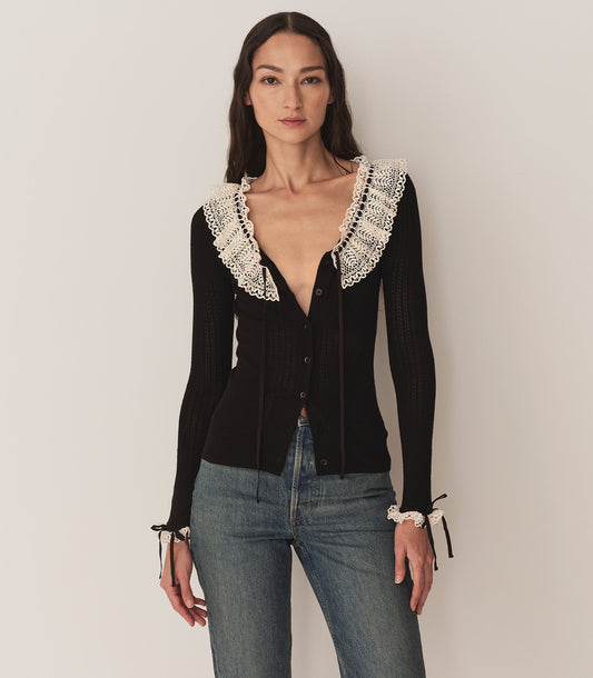 Lace Tied Knitted Top 7021FWTP2513