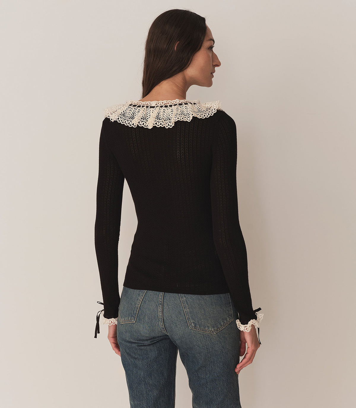 Lace Tied Knitted Top 7021FWTP2513