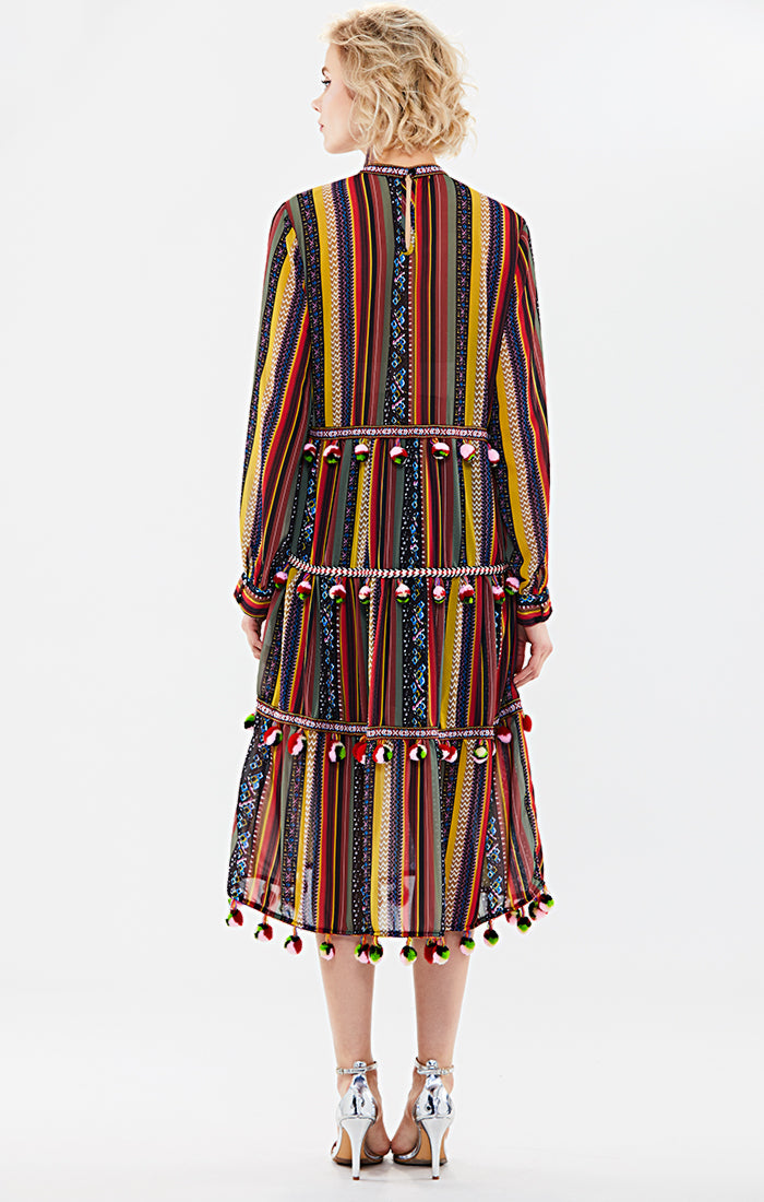 Long-Sleeve Striped Dress