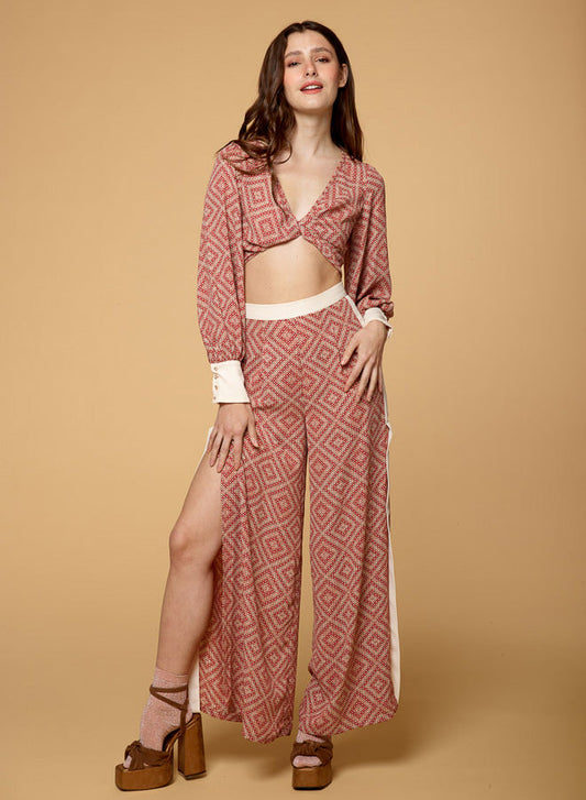 Side Slit Wide Leg Pants