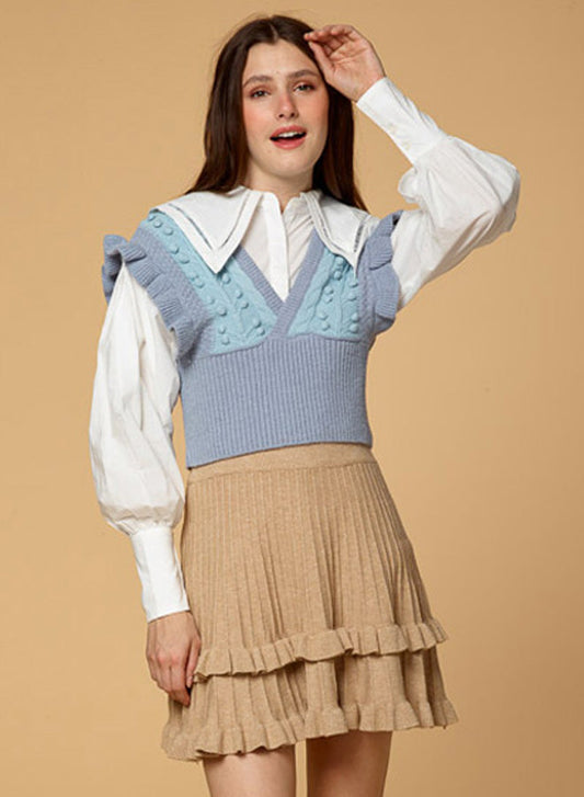 Ruffle Pleated Knitted Skirt