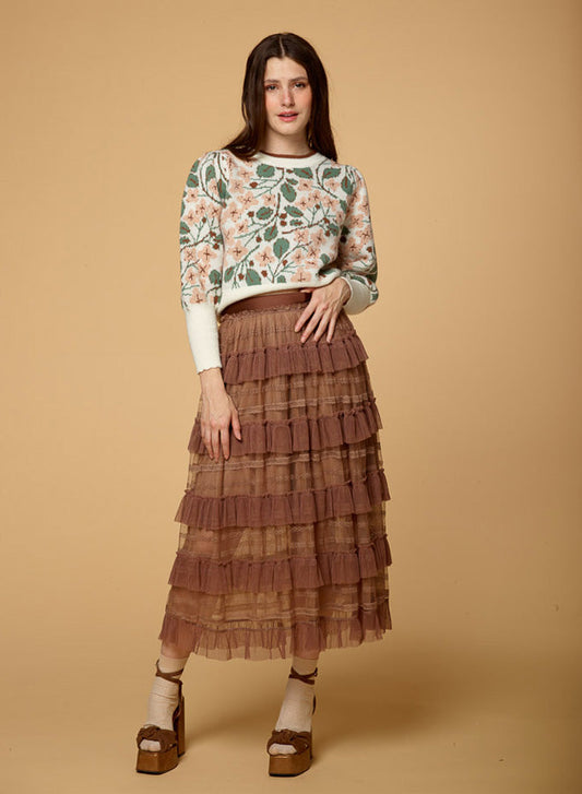High Waist Layers Ruffles Skirt