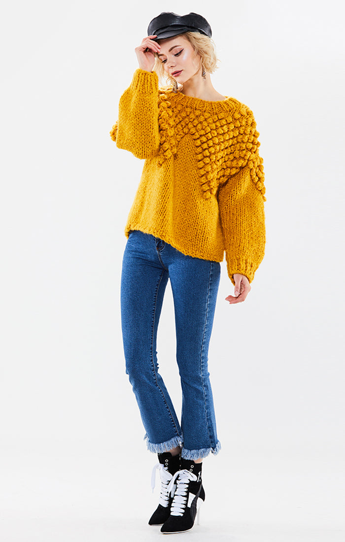 Loose Pullover Long-Sleeve Knitted Sweater