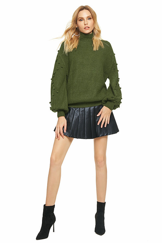 Hairy Balls Sleeve Knitted Tops