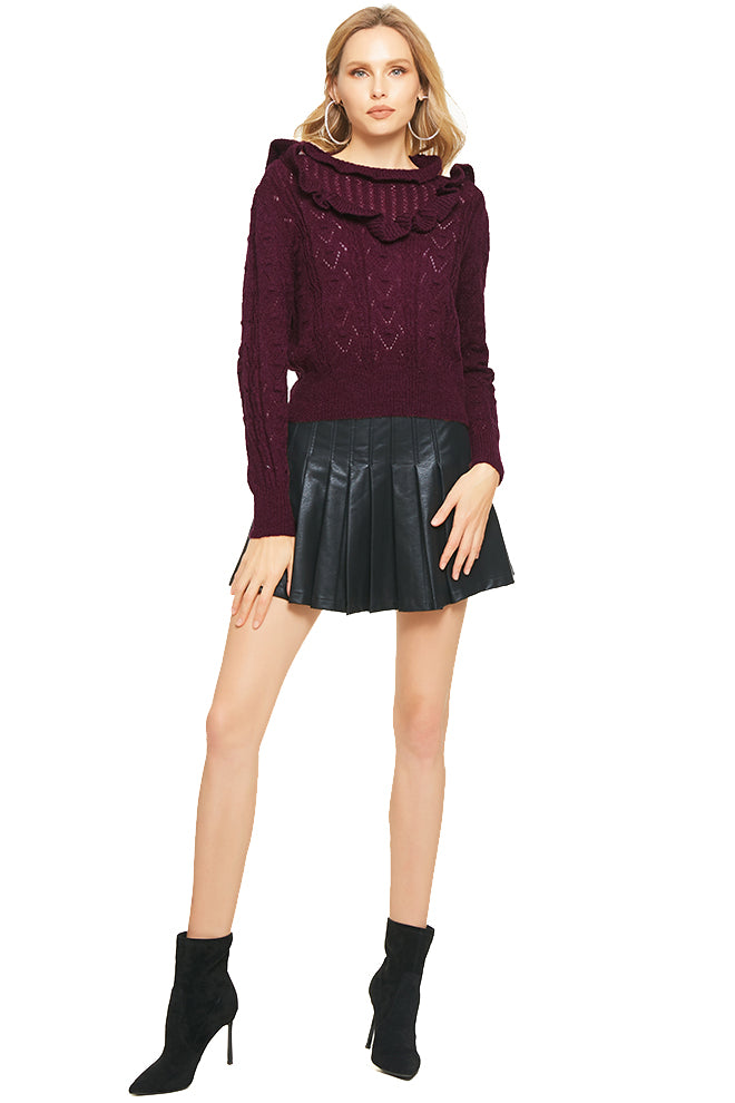 Ruffle Cascading Pullover Sweater