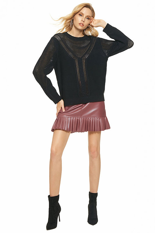 Long Sleeve Hollow Knitted Sweater