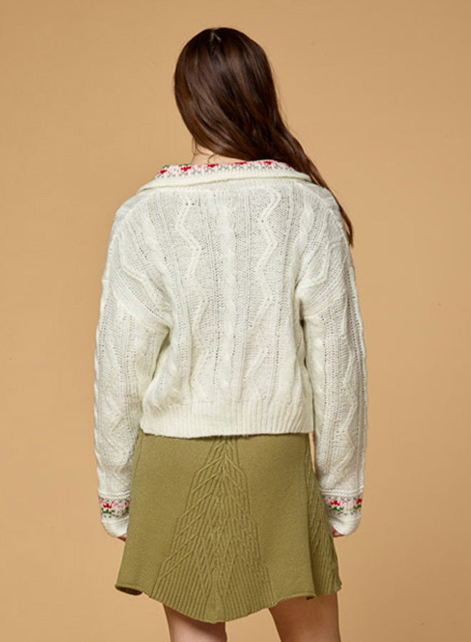 Embroidered Flower Thin Knitted Cardigan