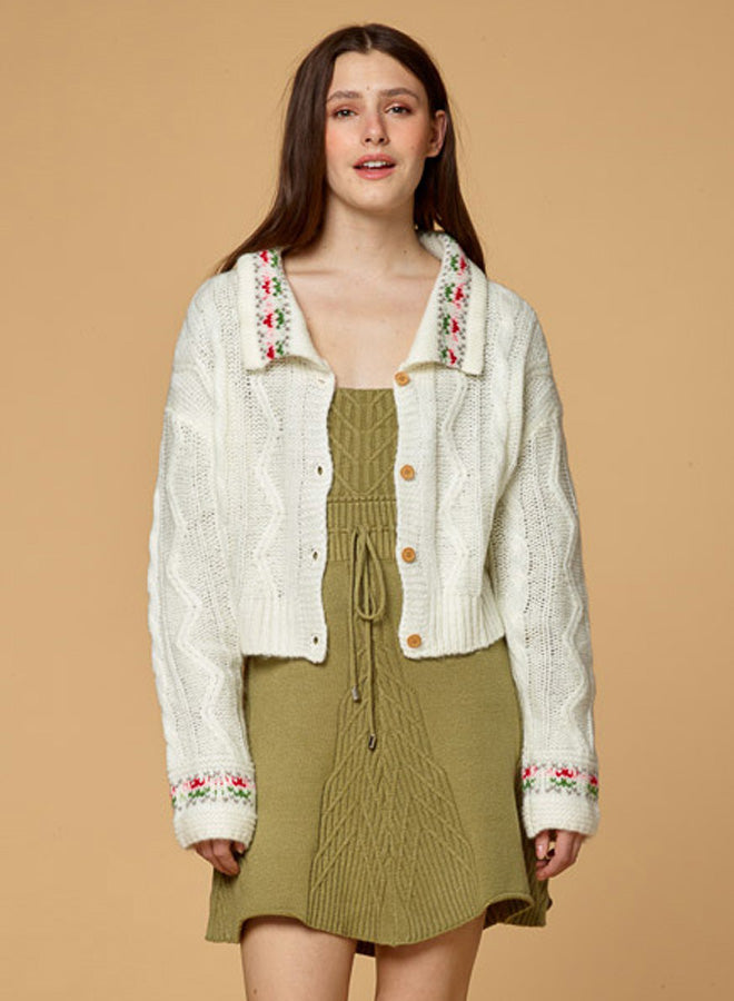 Embroidered Flower Thin Knitted Cardigan