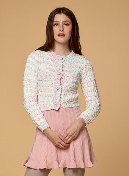 Single Breasted Button Crew Neck Cardigan