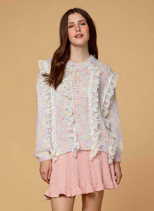 Lace Loose Pullover Knit Sweater