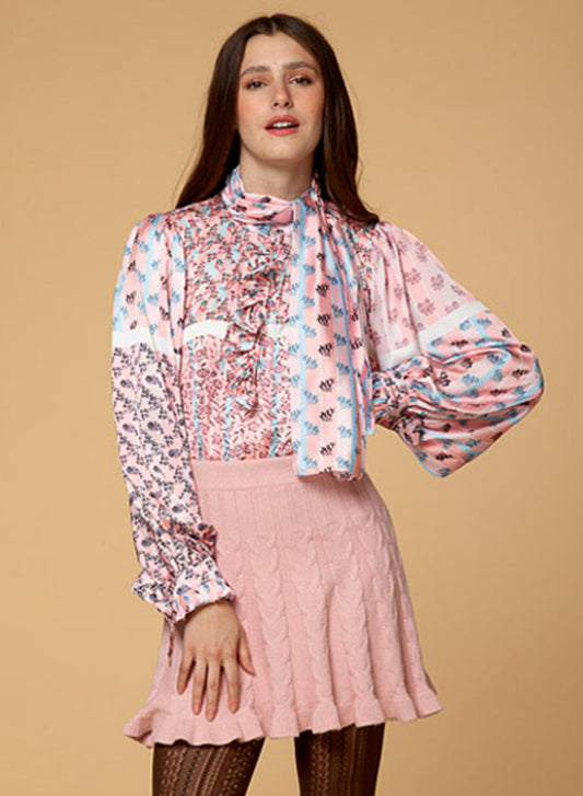 Chiffon Lantern Sleeve Top