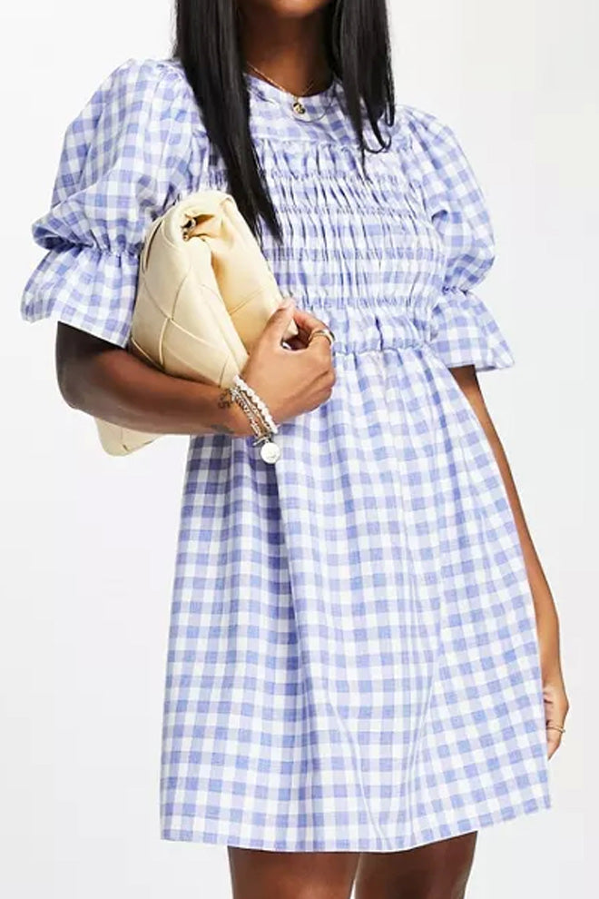 Blue And White Gingham Dress