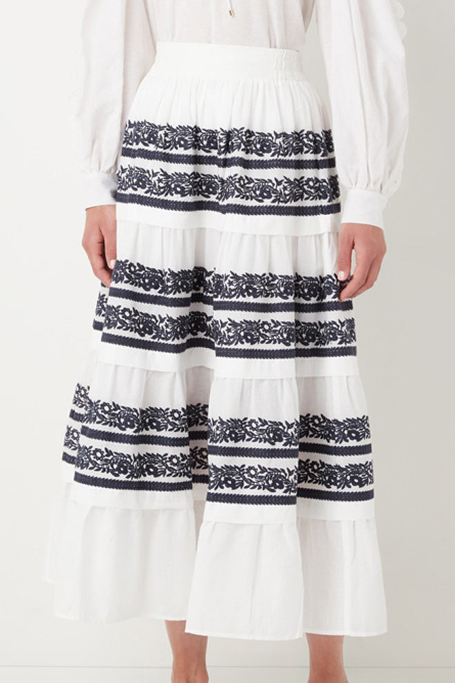 Embroidered High Waist Skirt