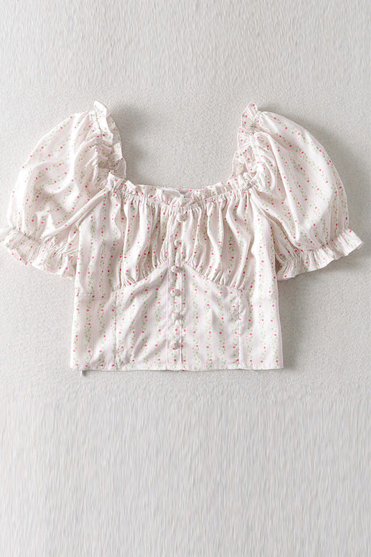 Ruffled Square Collar Top