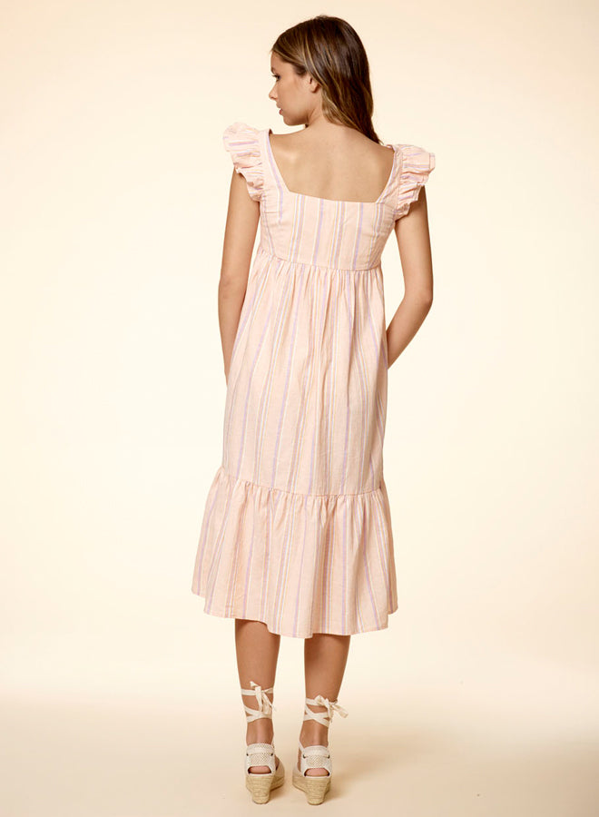 Button Front Striped Dress