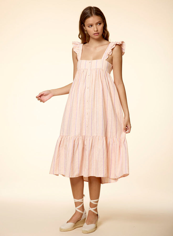 Button Front Striped Dress