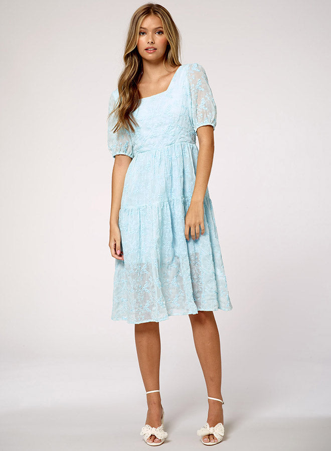 Bubble Sleeve Square Neck Dress