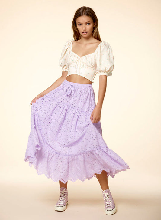 Embroidered High Waist Skirt