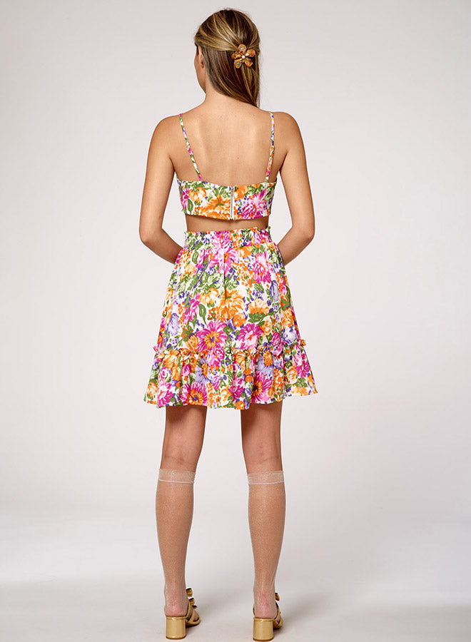 Floral-Print Pleated Skirt