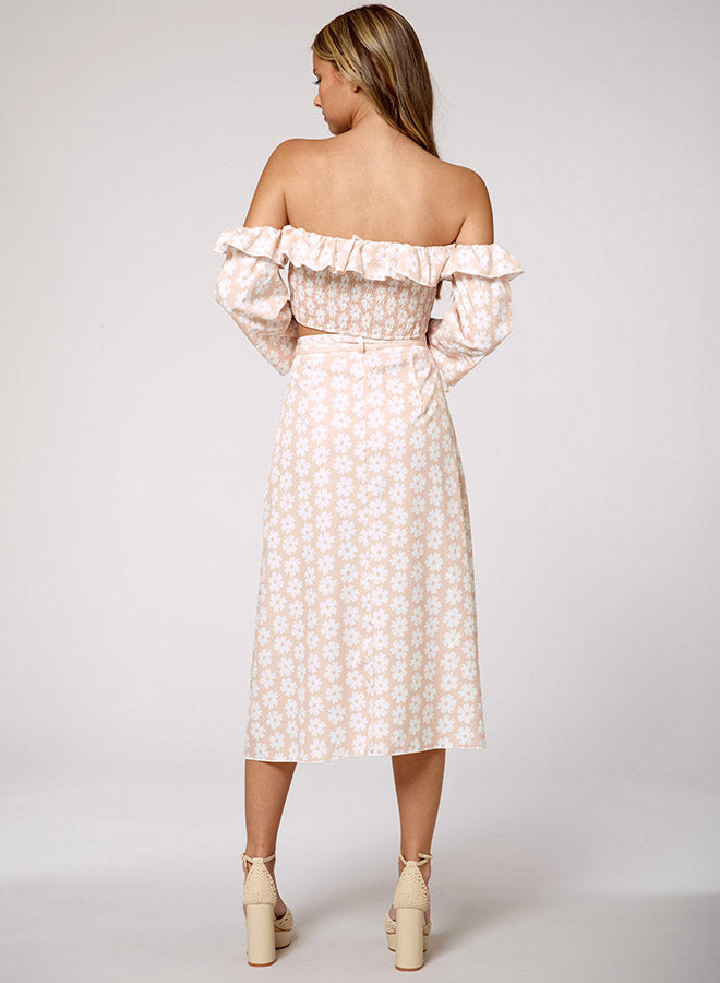 Floral Side-Slit Midi Skirt
