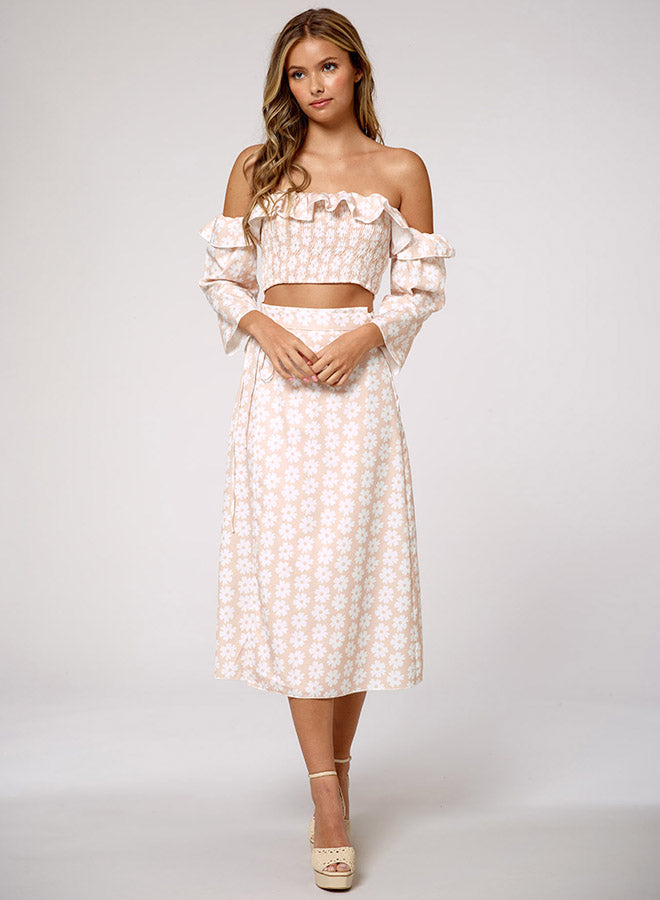 Floral Side-Slit Midi Skirt