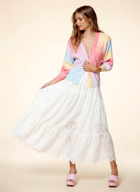 Tie Dye Lantern Sleeve Cardigan