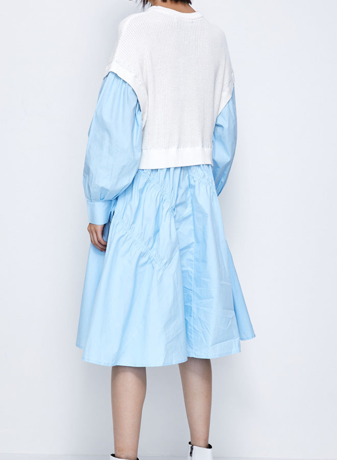 Knit Stitched Pleated Dress