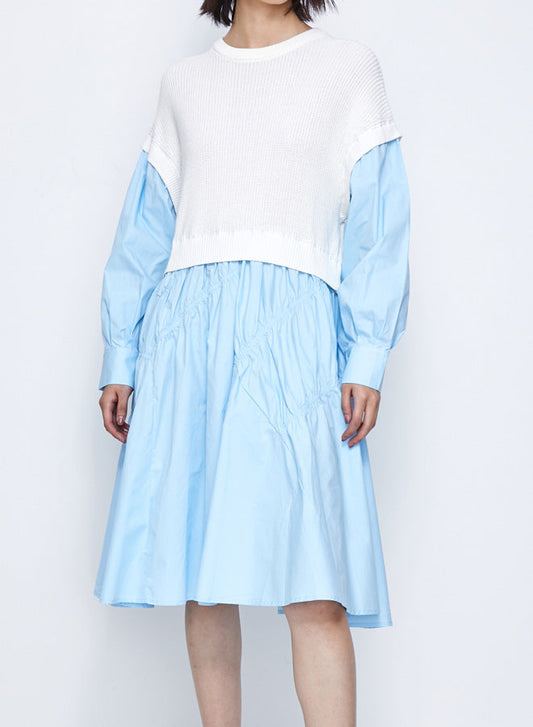 Knit Stitched Pleated Dress