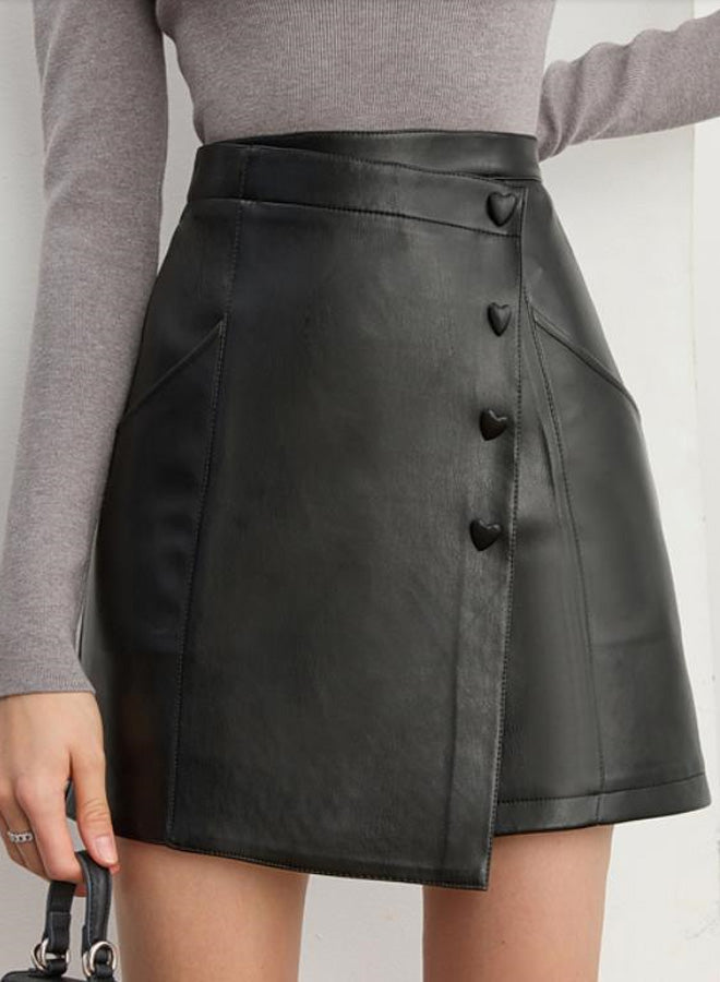 High Waist Pu Leather Skirt