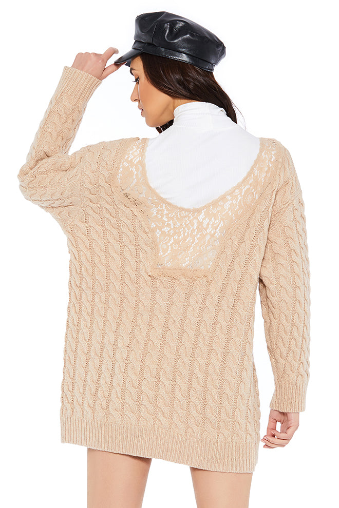 V-Neck Lace Hollow Sweater