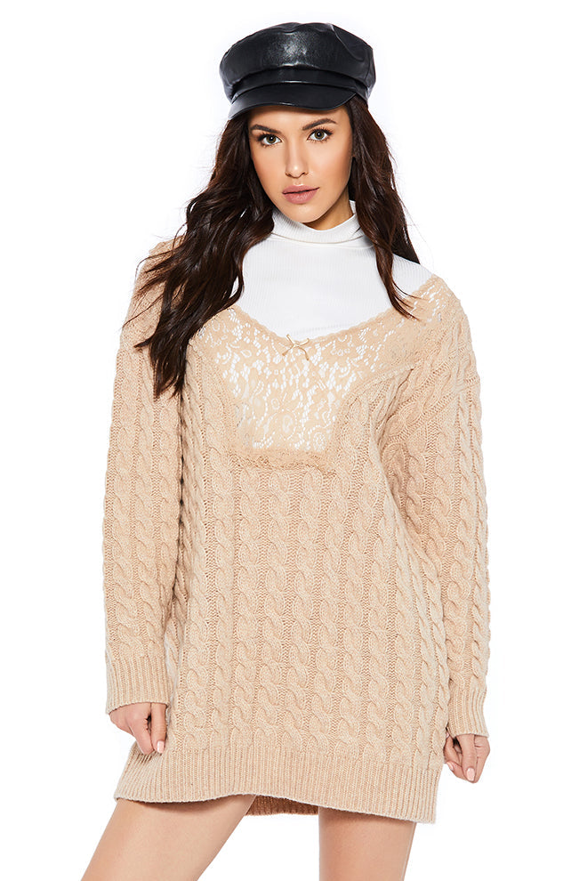 V-Neck Lace Hollow Sweater