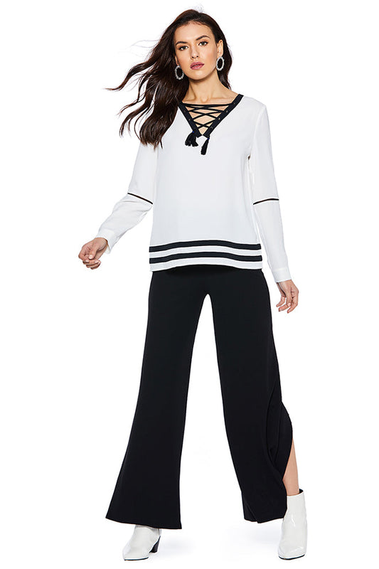 Tie-Front V-Neck Tops