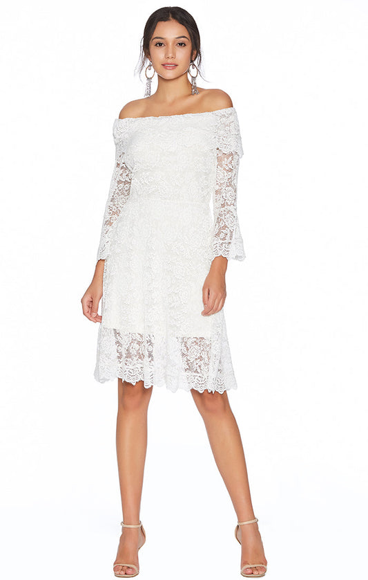 3/4 Trumpet Sleeve Lace Dress