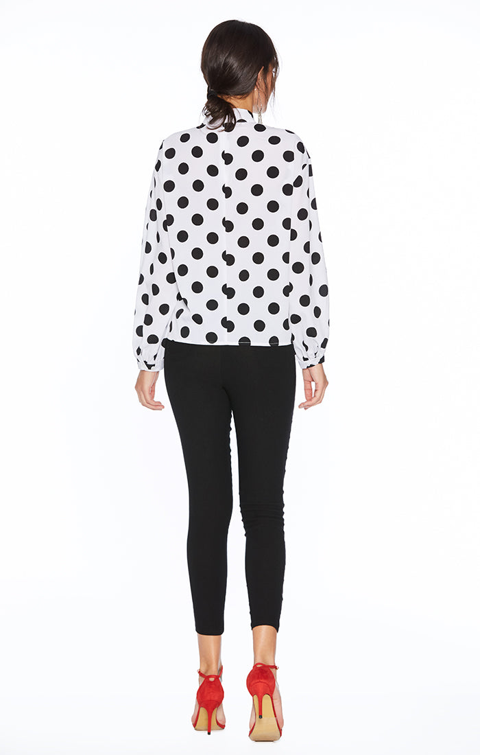 Polka Dot Lace Up Top