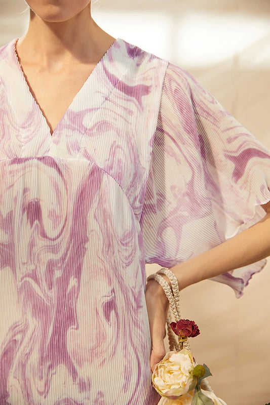 Floral Printed Pleated Dress