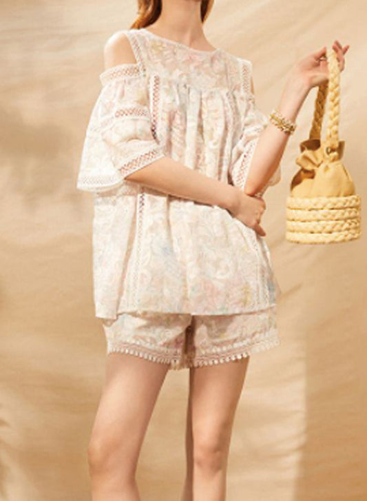 Embroidered Lace Printed Top
